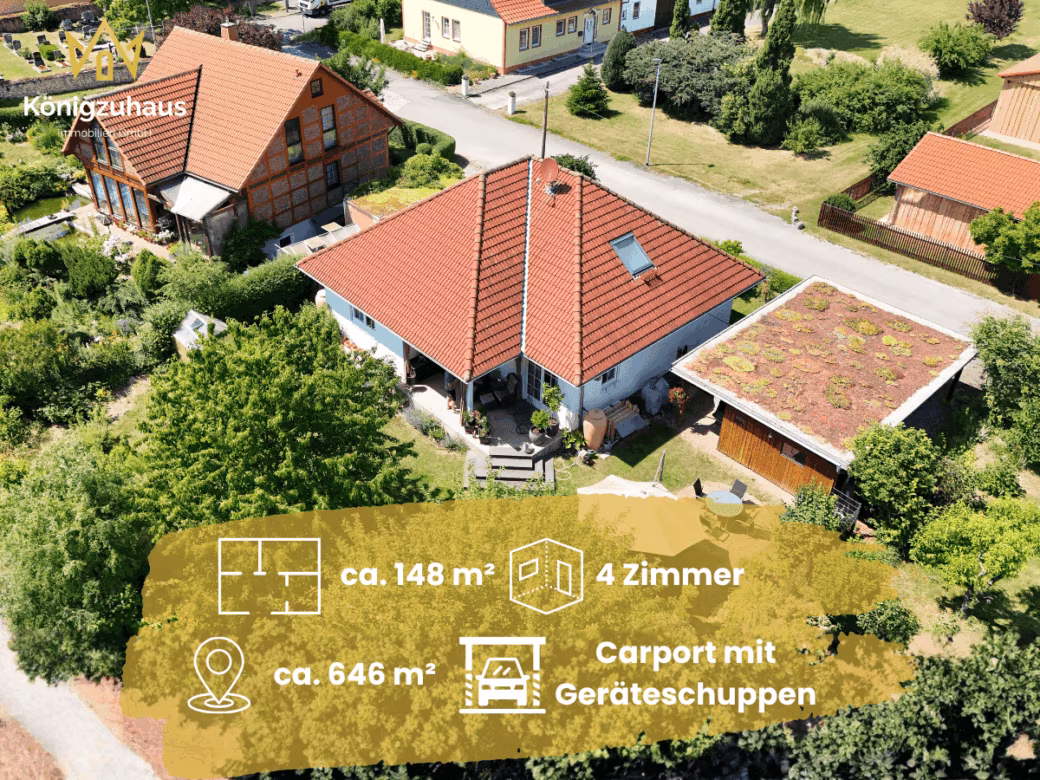 Hardfacts - Freistehender Bungalowtraum in Großschwabhausen OT Kötschau