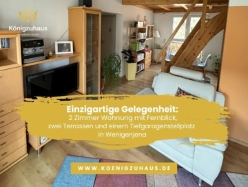 Einzigartige Gelegenheit: 2-Zimmer-Wohnung mit Fernblick, zwei Terrassen & TG-platz in Wenigenjena!, 07749 Jena, Dachgeschosswohnung