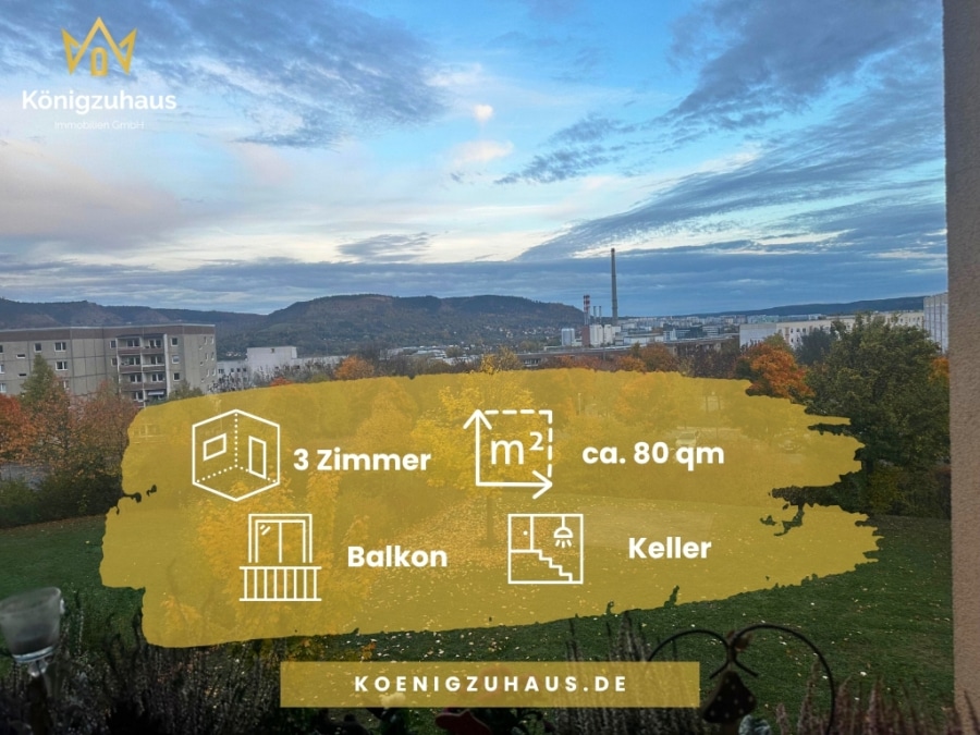 Daten - Kapitalanlage in bester Lage: Moderne 3-Raum-Wohnung mit zwei Balkonen in Jena-Ammerbach