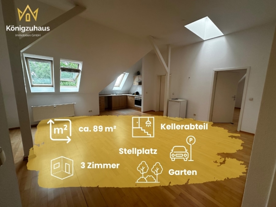 Daten - Altbauflair im Dachgeschoss: Großzügige 3-Zimmer-Wohnung in Apolda mit Küche