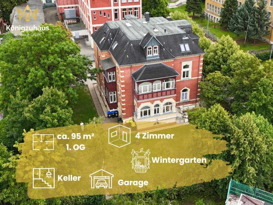 Daten - Stadtvilla-Flair in Apolda: vermieteter 4-Raum-Altbau mit Wintergarten und Garagenstellplatz